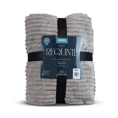Manta Microfibra Requinte Queen Canelada 220x240cm - Uzoo Manta Microfibra Flannel Requinte Queen Canelada 220x240cm Bege