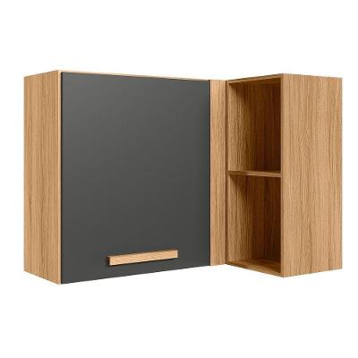 Armário Aereo De Canto 88cm Intenza - Ssx Multicoisas Carvalho Nature-chumbo