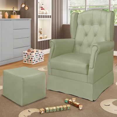 Poltrona De Amamentação Com Balanço E Puff Elyra Sintético Verde P02 - D'rossi