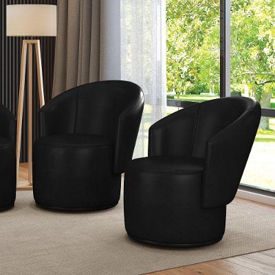 Poltrona Decorativa Orgânica Fixa Para Sala Kit 2 Malu Sintético Pu M11 - D'rossi Preto