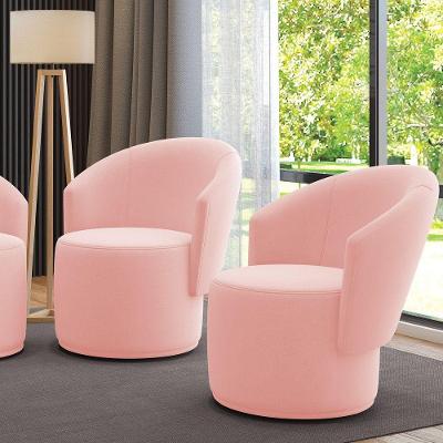 Poltrona Decorativa Orgânica Fixa Para Sala Kit 2 Malu Suede Rosa Bebê M11 - D'rossi