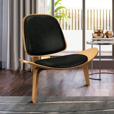 Poltrona Decorativa Base De Madeira Shell Sintético Pu Preto P01 - D'rossi