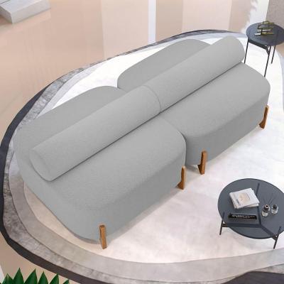 Kit 02 Sofás Ilha Orgânico Living Closet Evo 125cm 02 Lugares Bouclê Cinza Claro - Desk Design Cinza Claro