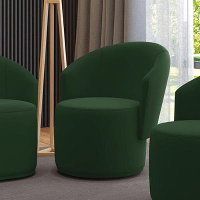 Poltrona Decorativa Orgânica Fixa Malu Para Sala Veludo Verde D'Rossi