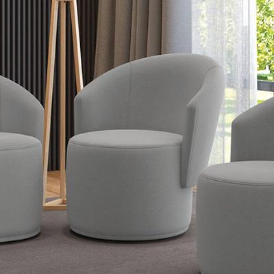 Poltrona Decorativa Orgânica Fixa Para Sala Malu Suede Cinza M11 - D'rossi