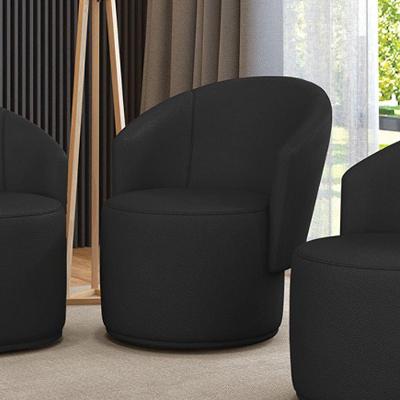 Poltrona Decorativa Orgânica Fixa Para Sala Malu Sintético Preto M11 - D'rossi