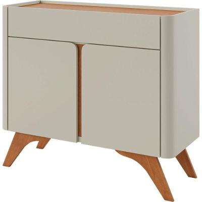 Buffet Aros 2 Portas Pés Madeira Maciça - Mavaular Off White-naturale