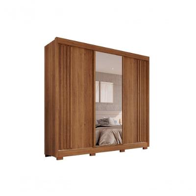 Guarda-roupa Casal Com Espelho 3 Portas 4 Gavetas Atenas Com Pés 100% Mdf Salleto Cinamomo
