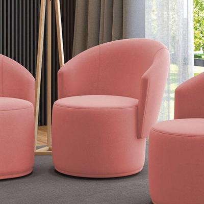 Poltrona Decorativa Orgânica Fixa Para Sala Malu Suede Rosê M11 - D'rossi