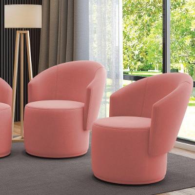 Kit 2 Poltronas Decorativas Orgânicas Malu Suede Rosê M11 Rosê D'Rossi