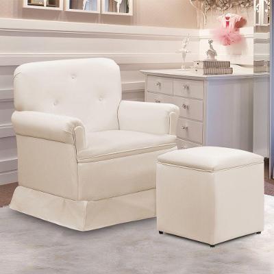 Poltrona De Amamentação Base Balanço E Puff Lígia Sintético E03 - D'rossi Bege