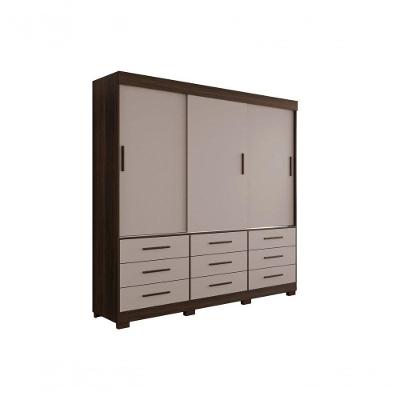 Guarda-roupa New Star 3 Portas 9 Gavetas 1,80 Salleto Savana/off White