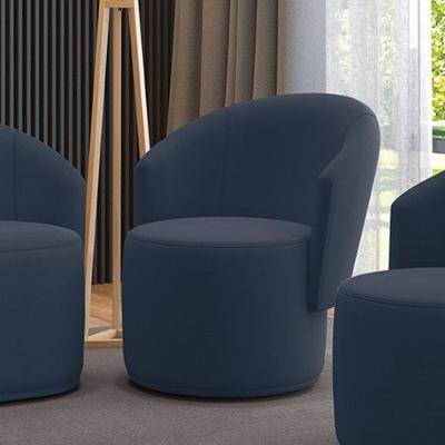 Poltrona Decorativa Orgânica Fixa Para Sala Malu Suede Azul Marinho M11 - D'rossi