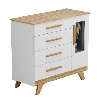 Cômoda 1 Porta 4 Gavetas Retrô - Moveis Peroba Amendoa/branco