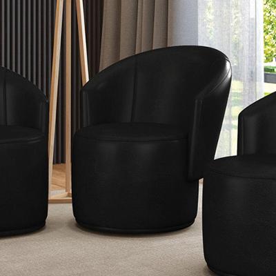 Poltrona Decorativa Malu Orgânica Fixa Para Sala Sintético PU Preto D'Rossi