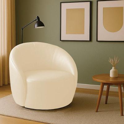 Poltrona Decorativa Orgânica Giratória Lua Sintético Pu Bege D03 - D'rossi