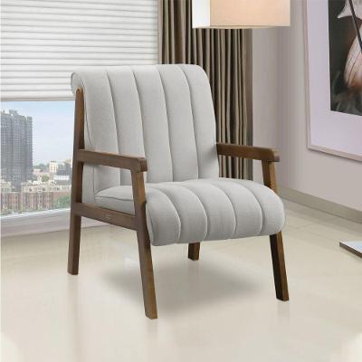 Poltrona Decorativa Para Sala Base De Madeira Daline Bouclê E03 - D'rossi Cinza Claro