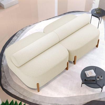 Kit 02 Sofás Ilha Orgânico Living Evo 125cm 02 Lugares Bouclê Bege - Desk Design Bege