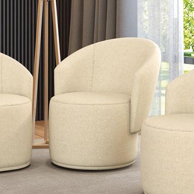 Poltrona Decorativa Orgânica Fixa Para Sala Malu Linho M11 - D'rossi Bege