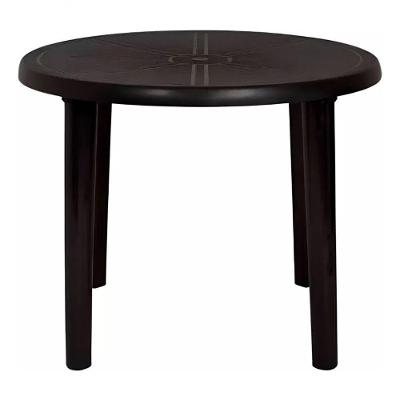 Mesa Plástica Redonda Desmontável Preta Mor