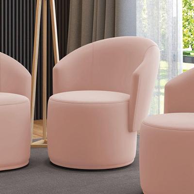 Poltrona Decorativa Orgânica Fixa Malu Veludo Rosê M11 Rosê D'Rossi