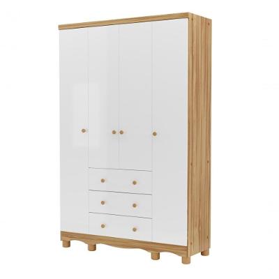 Armário Junior New 4 Portas - Moveis Peroba Branco Brilho-carvalho