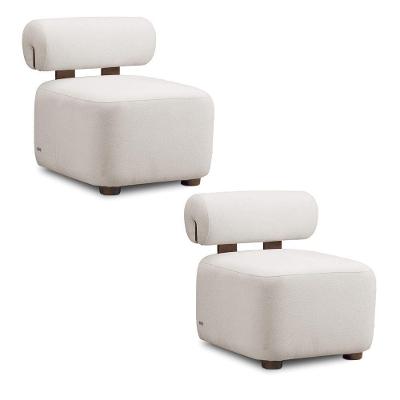 Poltrona Decorativa Kit 2 Helora E03 Bouclê Cinza Claro D'Rossi