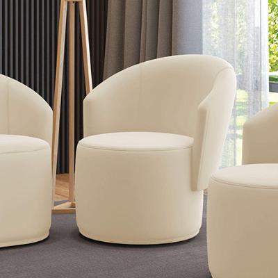 Poltrona Decorativa Orgânica Fixa Para Sala Malu Veludo M11 - D'rossi Bege