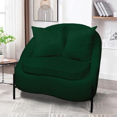 Poltrona Decorativa Orgânica Pé De Metal Preto Zaya Bouclê C05 - D'rossi Verde