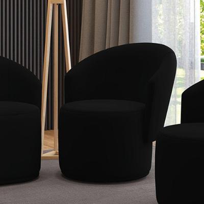 Poltrona Decorativa Orgânica Fixa Para Sala Malu Veludo M11 - D'rossi Preto