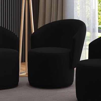 Poltrona Decorativa Orgânica Fixa Para Sala Malu Suede Preto M11 - D'rossi