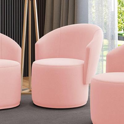 Poltrona Decorativa Orgânica Fixa Para Sala Malu Suede M11 - D'rossi Rosa Bebê