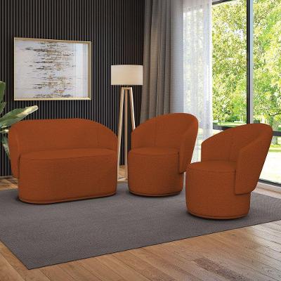 Namoradeira E 2 Poltronas Orgânica Para Sala Malu Bouclê Terra M11 - D'rossi