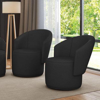 Kit 2 Poltronas Decorativas Orgânica Fixa Malu M11 Couro Sintético Preto D'Rossi