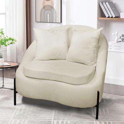 Poltrona Decorativa Orgânica Pé De Metal Preto Zaya Bouclê Bege C05 - D'rossi