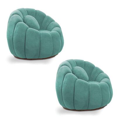 Kit 2 Poltronas Decorativas Orgânica Cloud Bouclê Giratória Turquesa D'Rossi