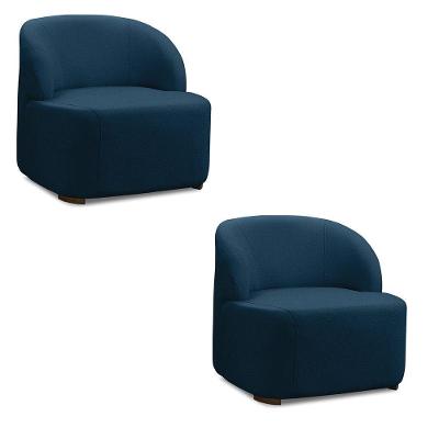 Poltrona Decorativa Orgânica Kit 2 Diully Bouclê Azul Marinho E03 - D'rossi