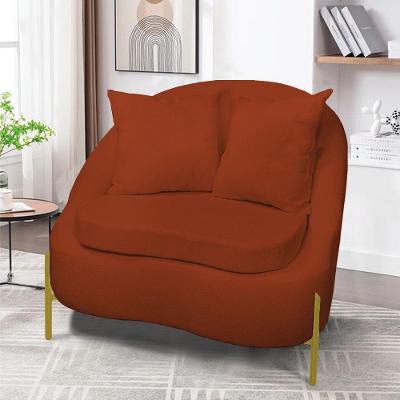 Poltrona Decorativa Orgânica Pé De Metal Dourado Zaya Bouclê C05 - D'rossi Terra