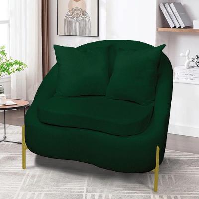 Poltrona Decorativa Orgânica Pé De Metal Dourado Zaya Bouclê Verde C05 - D'rossi
