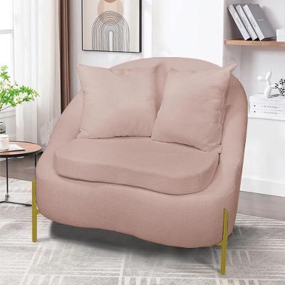 Poltrona Decorativa Orgânica Pé De Metal Dourado Zaya Bouclê C05 - D'rossi Rose