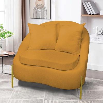 Poltrona Decorativa Orgânica Pé De Metal Dourado Zaya Bouclê C05 - D'rossi Mostarda