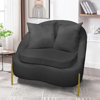 Poltrona Decorativa Orgânica Pé De Metal Dourado Zaya Bouclê C05 - D'rossi Grafite