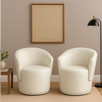 Poltrona Decorativa Orgânica Fixa Sala Kit 2 Malu Sintético Pu Bege M11 - D'rossi