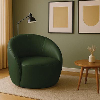 Poltrona Decorativa Orgânica Giratória Lua Sintético Pu Verde D03 - D'rossi