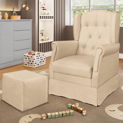 Poltrona De Amamentação Com Balanço E Puff Elyra Sintético P02 - D'rossi Bege