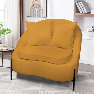 Poltrona Decorativa Orgânica Pé De Metal Preto Zaya Bouclê Mostarda C05 - D'rossi