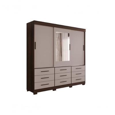 Guarda-roupa New Star 3 Portas 9 Gavetas Com Espelho Salleto Savana/off White