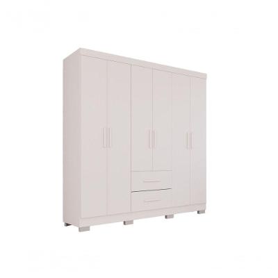 Guarda-roupa Casal 6 Portas 2 Gavetas Estrela Premium Salleto Branco