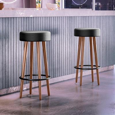 Kit 02 Banquetas Alta Para Cozinha área Gourmet Berlin Couríssimo Preto - Desk Design