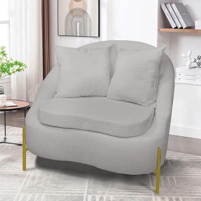 Poltrona Decorativa Orgânica Pé De Metal Dourado Zaya Bouclê C05 - D'rossi Cinza